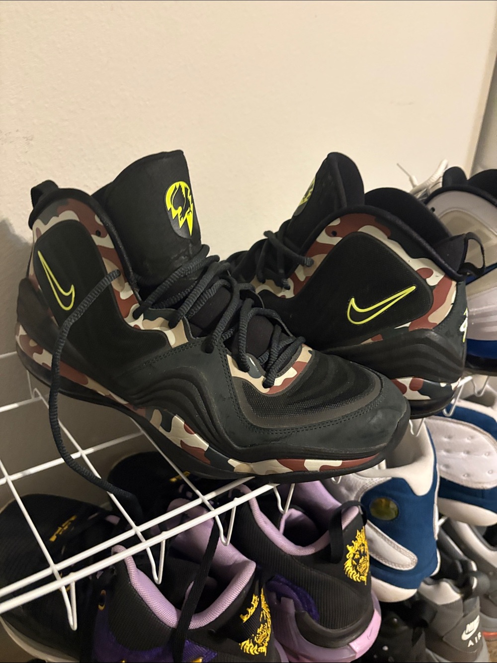🔥 Nike Air Penny 5 CAMO 2013 Volt Black Men's 11 | Penny Hardaway Grail